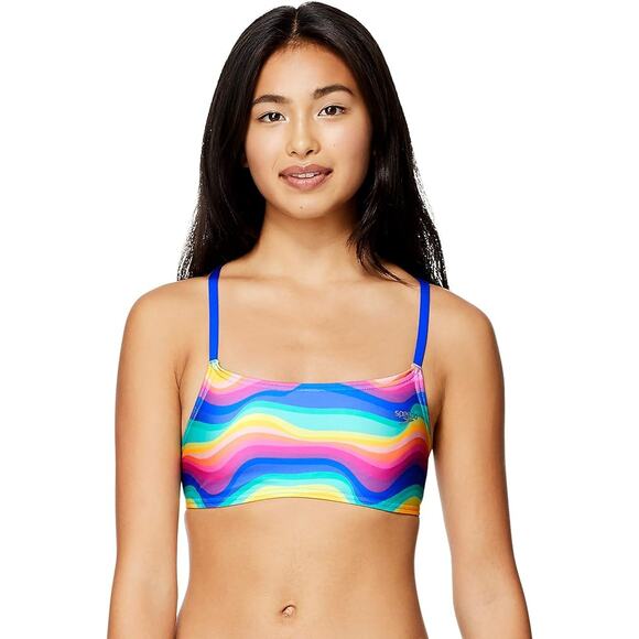 NEW Speedo Women's Swimsuit Top Bikini Strappy Back Demi MEDIUM - Picture 1 of 3